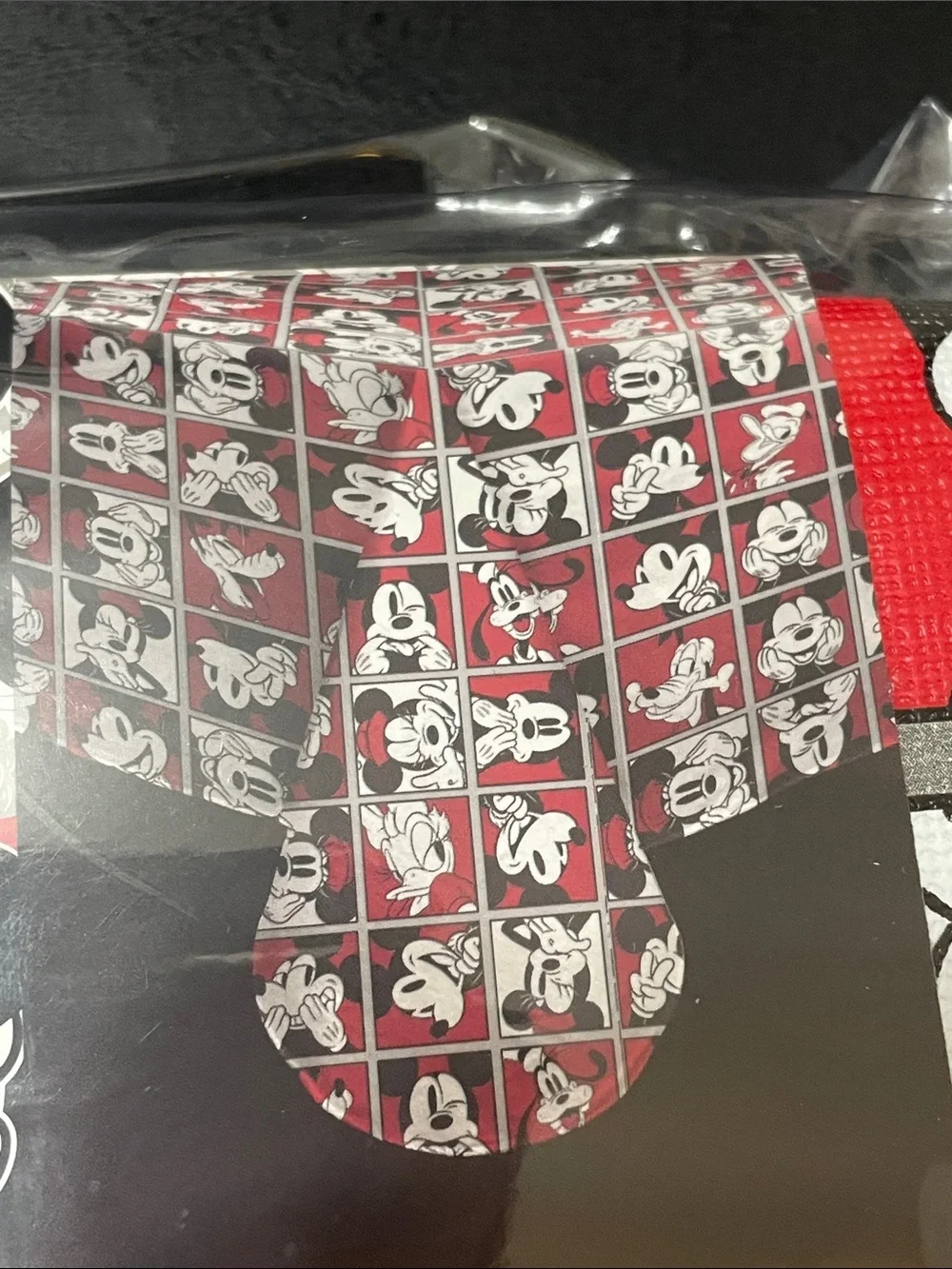 Disney Mickey Mouse Red, Black & White Panel Print PEVA Tablecloth NWT Very Nice